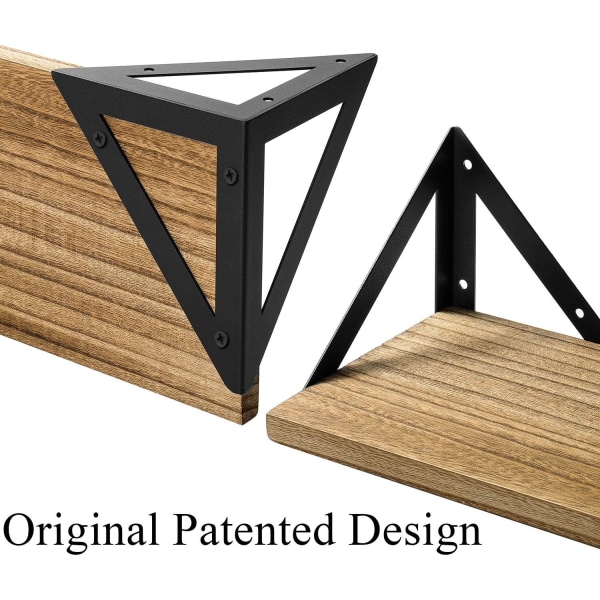 Väggmonterade flytande hyllor, rustika träväggshyllor set om 3