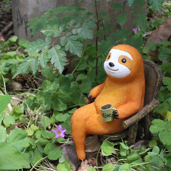 Sloth Staty, Trädgårdskonst Skulptur Gnomes, Kreativ Hartsfigur