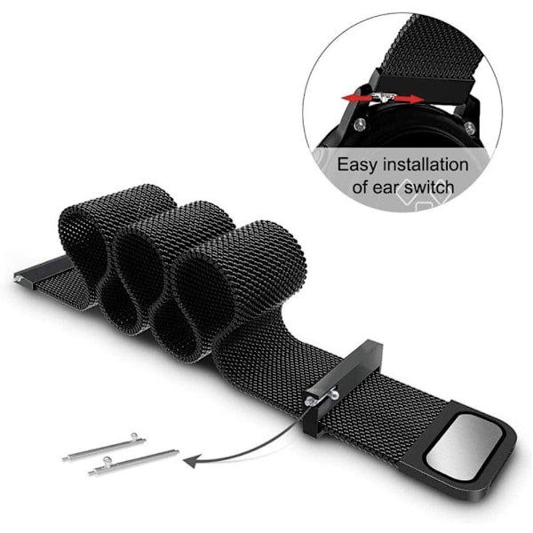 Garmin Vivomove Style milanesisk urrem i rustfrit stål - Sort black Metall
