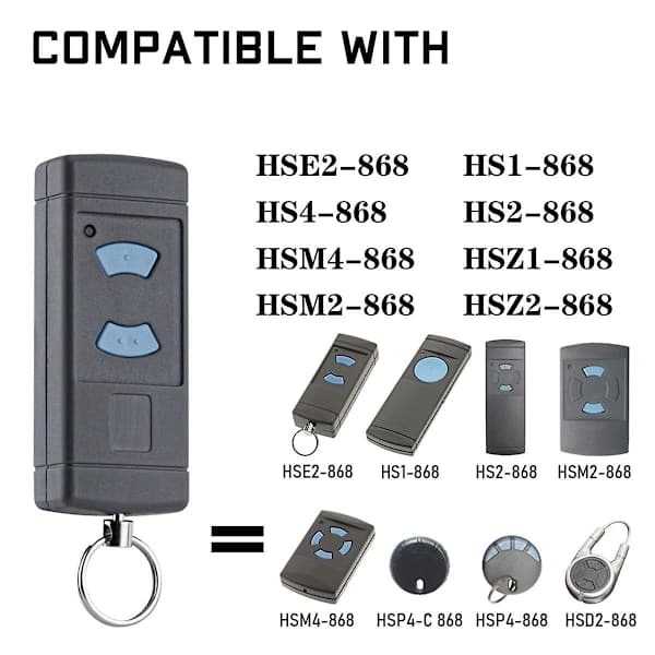 2-pack garage door opener remote control, replacement for HSE2-868 HS4-868 HSM4-868 Promatic Grey-FA-