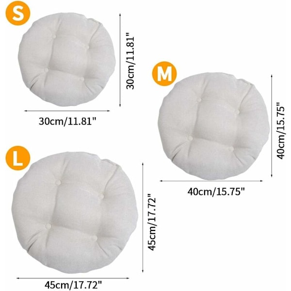 Rund stolpute sittepute for hjemmekontor hage dekorativ pute for terrasse tatami sitteplass innendørs utendørs beige L, 45 x 45cm-XF5-