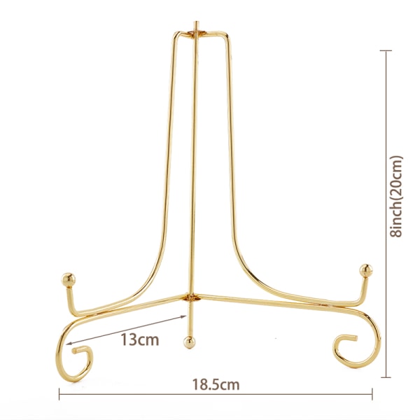Järn Displaystativ Guld Järn Staffli Plate Display Foto Hållare 8inch