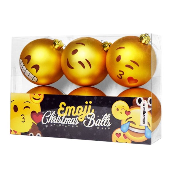 Emoji-joulukuulat gold 156