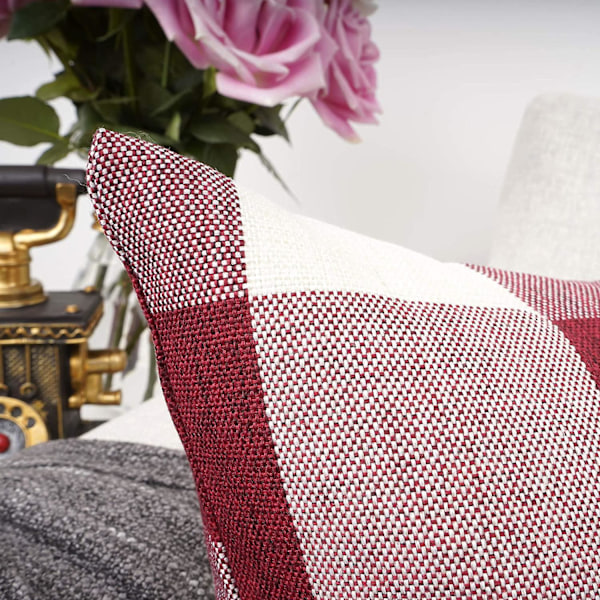 Retro Farmhouse Buffalo Tartan Checker Plaid Bomull Lin Dekor
