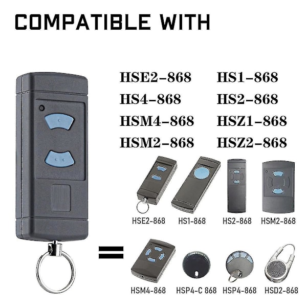 2-pack garageportsfjärrkontroll handhållen sändare utbyte för Hse2-868 Hs4-868 Hsm4-868 Promatic