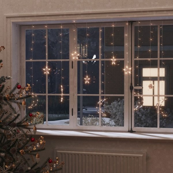 vidaXL Tähti- ja Kuuvalosarja kaukosäätimellä 138 LED:tä lämpimän valkoinen white 480
