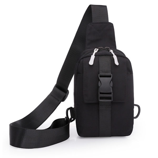 1. klasses klassisk enfarvet vandtæt skolepose mode casual crossbody skuldertaske (sort)