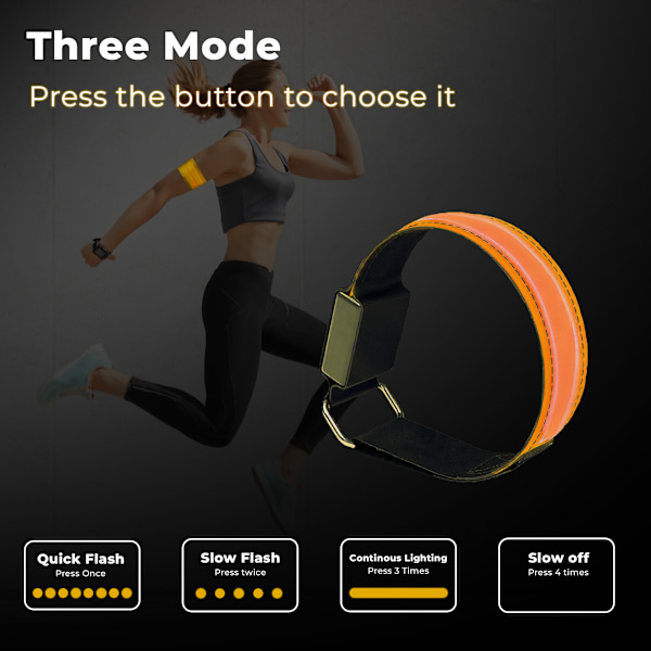 2-pack Uppladdningsbara LED-Armband – Hög Synlighet Löparljus Orange