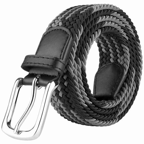 Elastiskt flätat bälte, stretchigt vävt bälte i presentask (svart 110 cm)