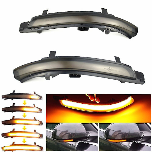 2 stk for Skoda Octavia 2009-2013 Superb 2008-2014 Dynamisk LED Blinklys Sekvensiell Indikator Speil Blinklys Dynamic Milk White
