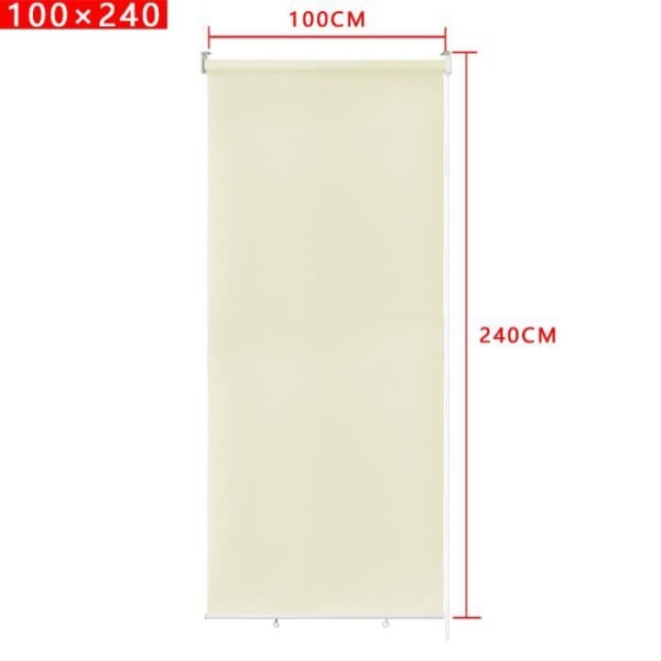 UISEBRT Vertikaalinen ulkokäyttöön tarkoitettu rullaverho, aurinkosuojarullaverho UV-suojalla (100*240 cm, beige)