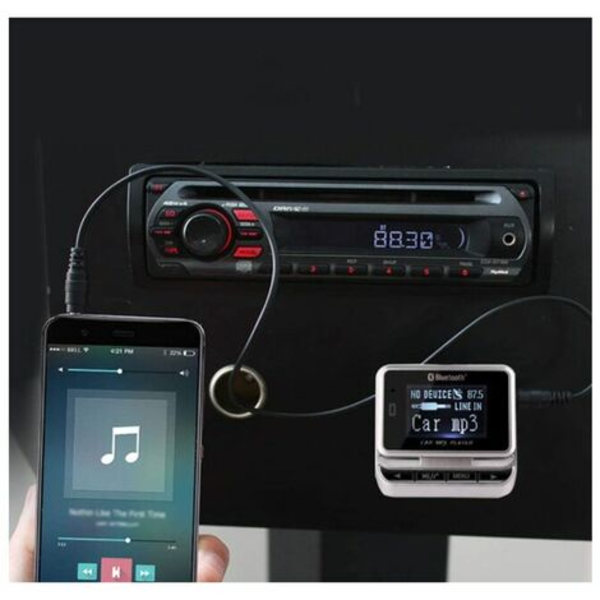 Bil Bluetooth FM-lähetin, trådlös bilradioadapter, handsfree bilsats med fjärrkontroll, MP3-musikspelare (svart