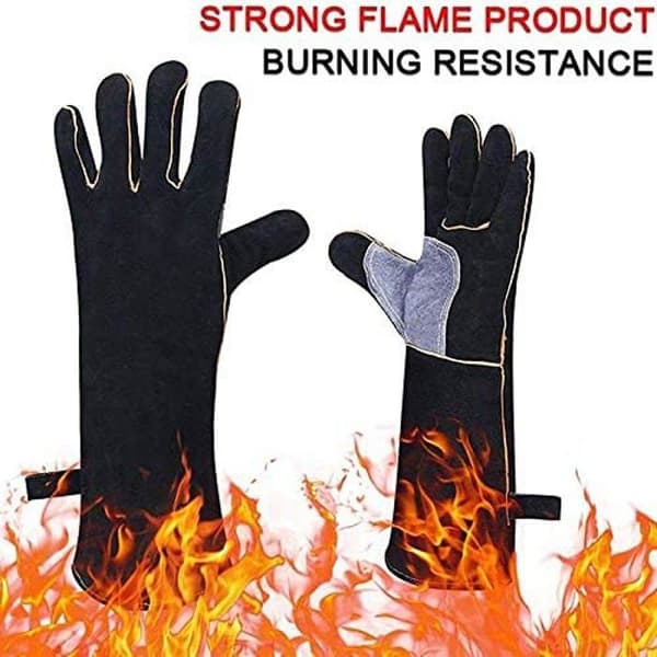 Extreme Fire & Heat Resistant Gloves, Leather with Kevlar Stitching (14 inch)-FA-
