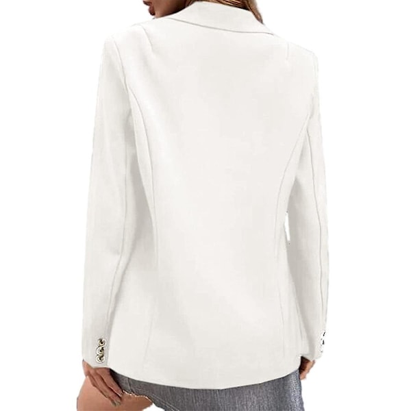 Kvinnors Enknapps Blazer Kavaj Långärmad Kappa Business Casual Slim Fit Ytterkläder Vit White M