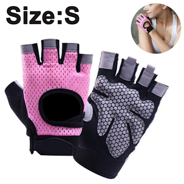Träningshandskar för tyngdlyftning, gymhandskar, rosa, S