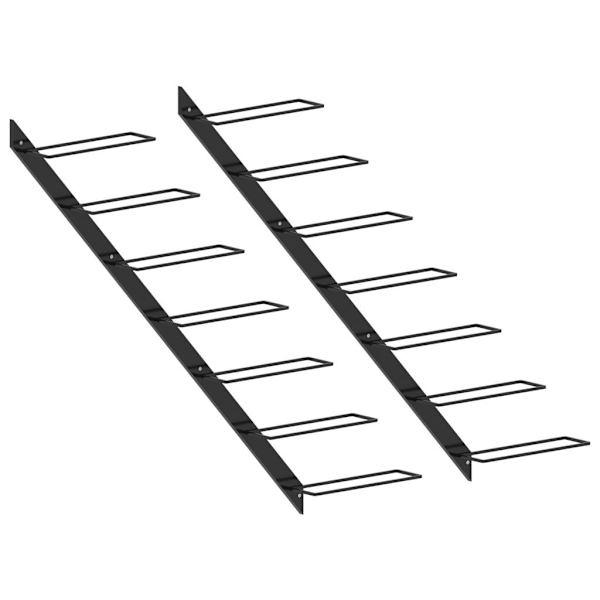 vidaXL Väggmonterat vinställ för 14 flaskor (2-pack) svart metall black 4100