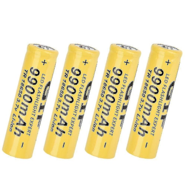 4 stk. Lommelykt Batteri Gave 9900mah 18650 Oppladbart batteri Gul