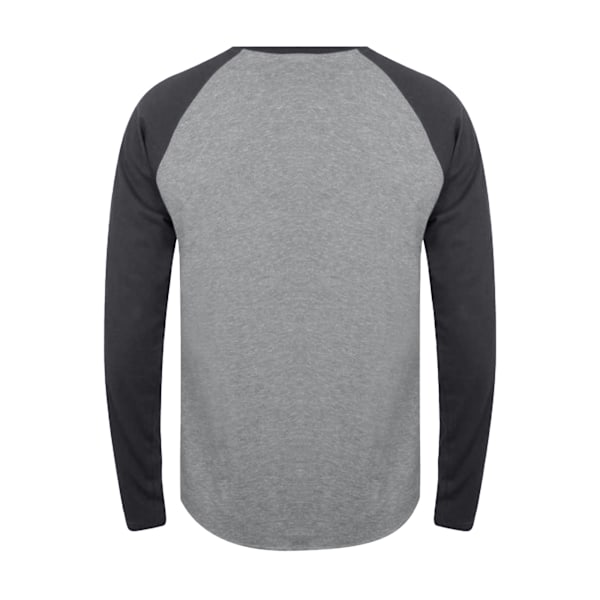 Tee Jays Miesten Pitkähihainen Baseball-T-paita XL Harmaa/Tummansininen Harmaa/Tummansininen XL Heather Grey/Navy