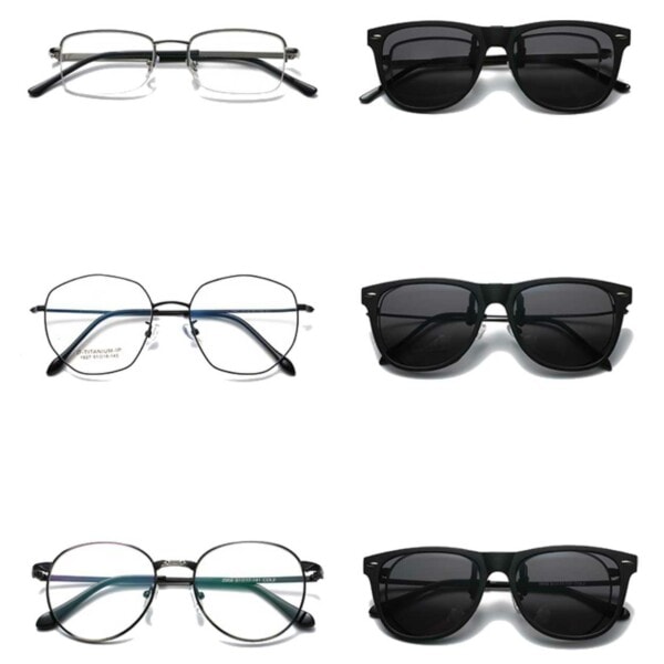 Clip-on Wayfarer Solbriller Sort - Fastgør til eksisterende Briller sort black