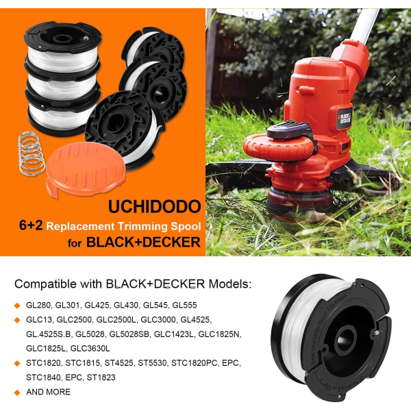 Trimmerlinjespole för Black and Decker Trimmers, 6 Trimmerlinjer