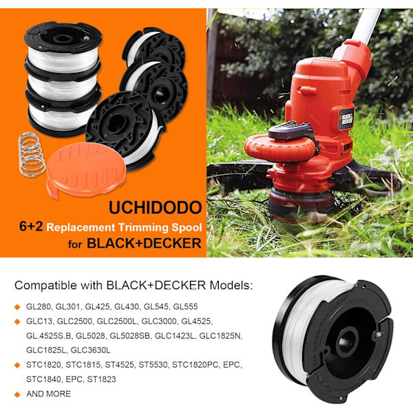 Trimmerlinjespole til Black and Decker Trimmere, 6 Trimmerlinjer
