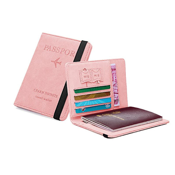 RFID-beskyttet reiselommebok passholder Rosa pink 2-Pack