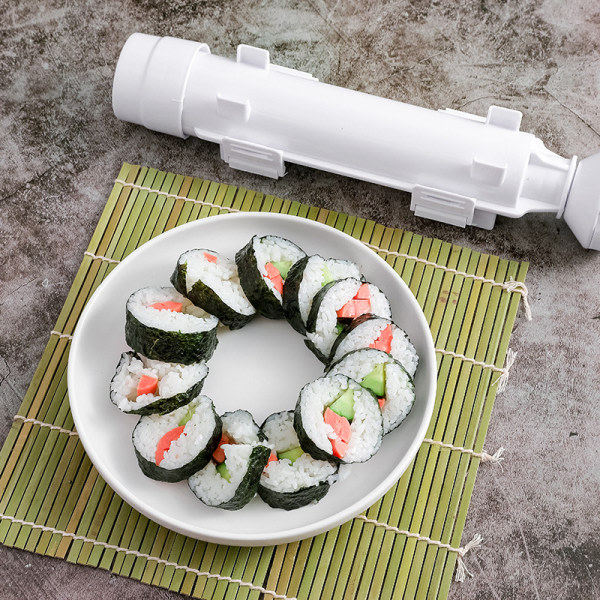 Sushi-maskin 1 stk hvit bazooka og rulle-maskin med bam