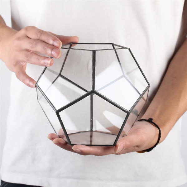 5,9\" geometrinen musta lasinen terraario, käsintehty Pentagon C