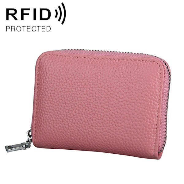 Rosa pung med lynlås og RFID-beskyttelse