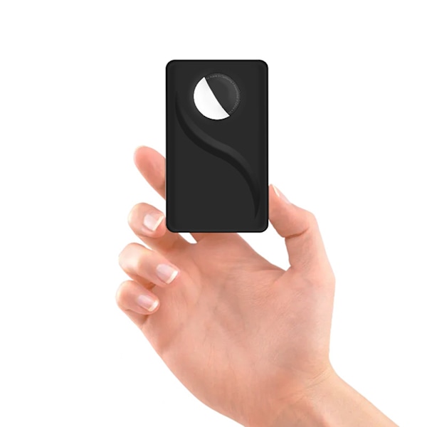 1. klasses ægte læder AirTag Wallet Card Case Black