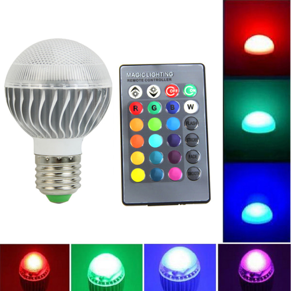 E27 LED RGB-pære Spotlight Pære AC 85-265V Bombillas LED 15W Fjernbetjening LED-pære til Smart Led RGBW-pære Hjemmeindretning