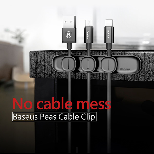 BASEUS Kabelholder, 3 magnetiske klips, svart