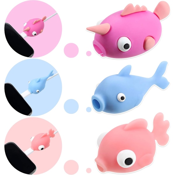 6 st söta kabelskydd USB-laddningskabelskydd djur