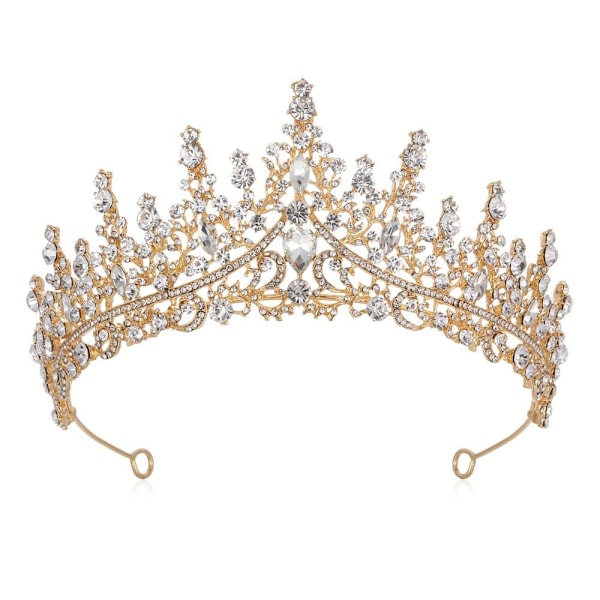 Legering Krone Bryllup Tiara Krystall Rhinestone Krone GULL Gold