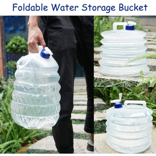 Hopfällbar vannflaske med sammenleggbar vanntank for camping, klatring, overlevelse, 15 l