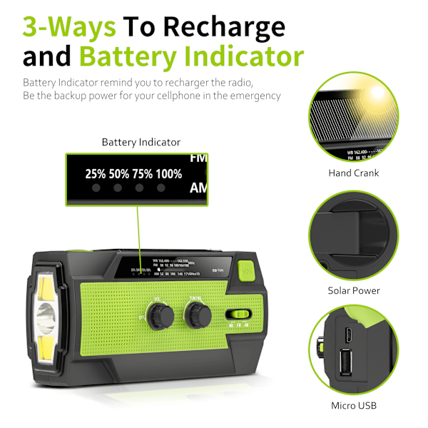 4000mAh vevradio med solcellelygte og powerbank orange