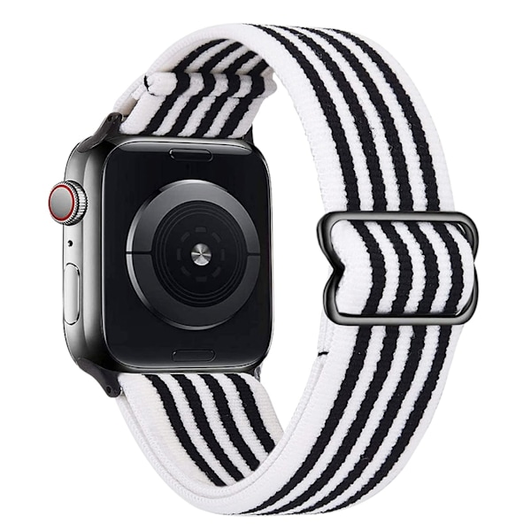 iWatch 7 uusi joustava nylon säädettävä venyvä kudottu Apple-hihna Musta ja valkoinen raita 38mm40mm41mm Black and white stripe