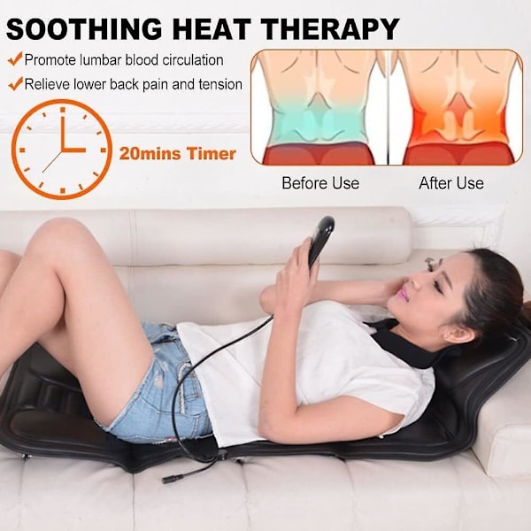 8-läges full ryggmassage sittdyna bilstol sittdyna matta nacke värme massager