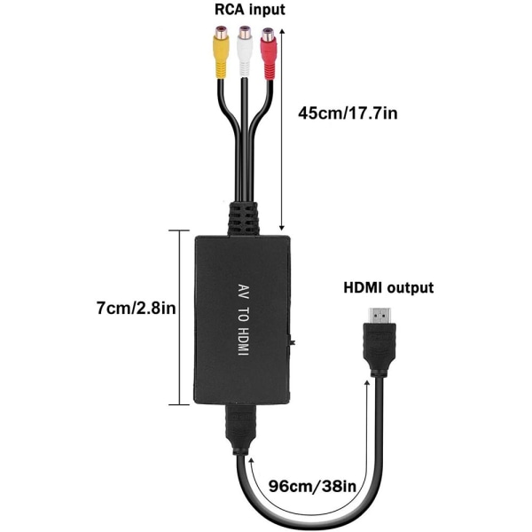 RCA til HDMI Konverter Komposit til HDMI Adapter Audio Video