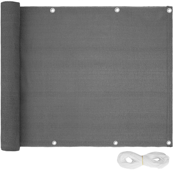 tectake Insynsskydd Balkong, med metallförstärkta öljetter, version 2 - 75 cm gray 850