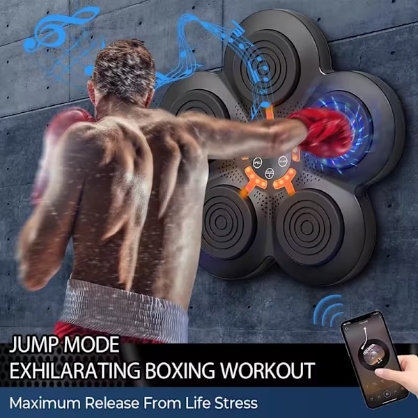 Elektronisk Boxningsmaskin med Musik, Bärbar Väggmonterad Bluetooth Musik Elektronisk Boxare (Boxningsmaskiner och Nävar) Children Boxing Gloves