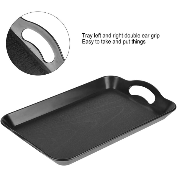 Rektangulär serveringsbricka, plastbricka med handtag för buffé,