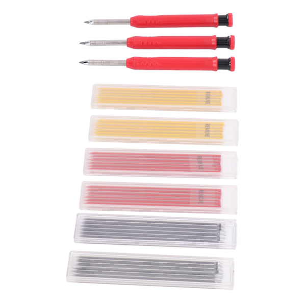 39st Carpenter Pencil Marking Tool Set med 3 färger Refills för träbearbetning