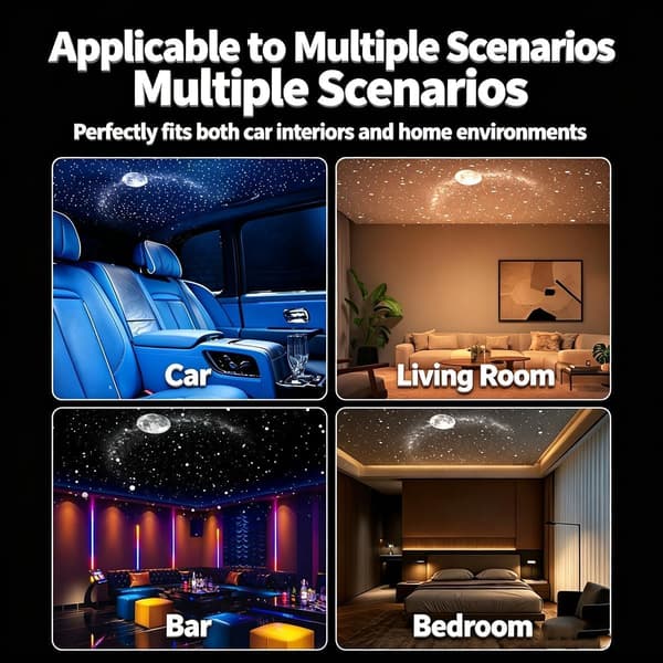 HD Smart Dynamic 5D Holographic Night Light Projector, Plug and Play HD Star Projector, 360° USB Galaxy and Moon Projector Lamp-FA- 6 films