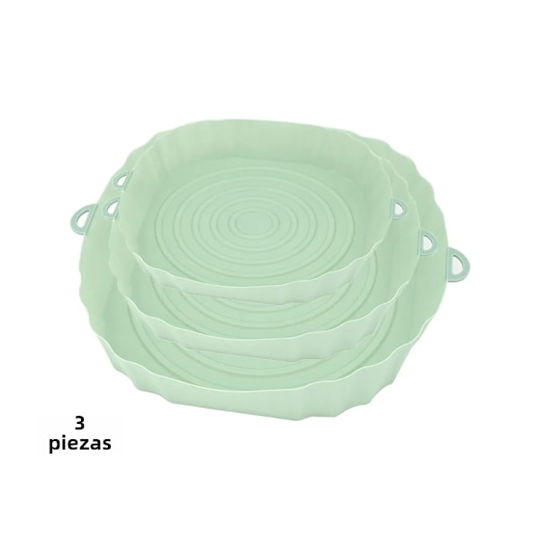 Airfryer silikonmatta, återanvändbar korgmatta, non-stick cirkulär mikrovågsugnsmatta, ugnsfoder, direkt leverans 3 stycken grön 3 pieces of green No,