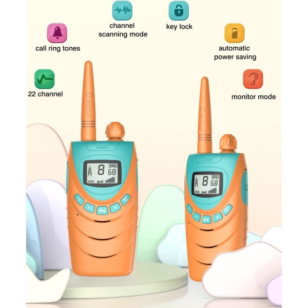 4-pakning oppladbare walkie talkies for barn, 4 km langdistanse Co