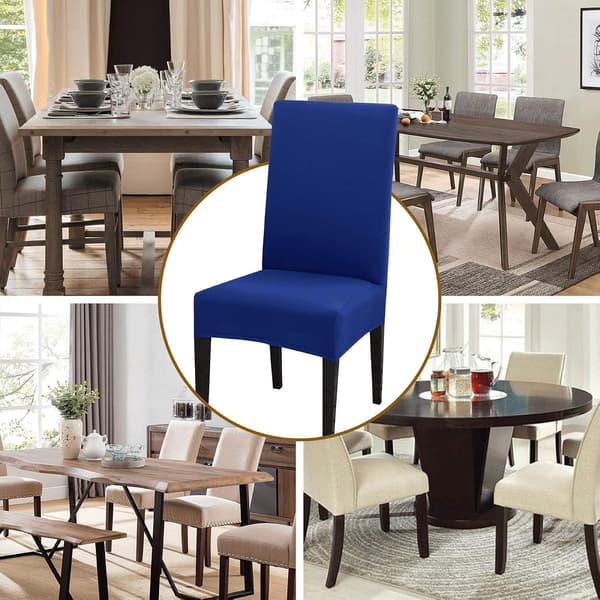 Spisestoltrekk Sett med 4 eller 6, Elastisk Avtakbart Vaskbart Spisestoltrekk Dekorasjon Trekk Sitteovertrekk for Hotell blå-FA- blue 4pcs