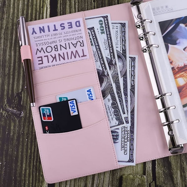 Læder A5 Ringbind Planner Notebook Planner med magnetlås (indre papir er ikke inkluderet) - Rosa Pink