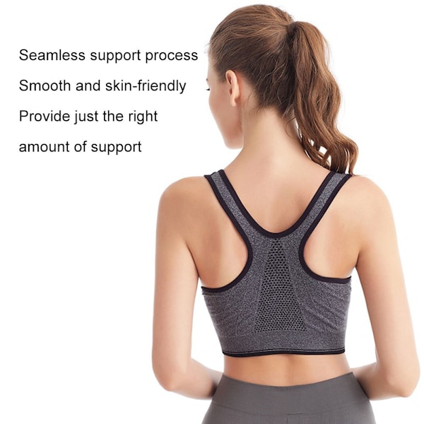 Dragkedja Sport-BH Plus Size Löpning Yoga Fitness BEIGE S beige beige S
