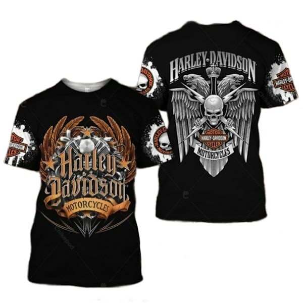 S-3XL Herr & Dam Motorcykel HarleyDavidson Casual Kortärmad T-shirt Tee Topp Present F F S